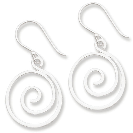 Sterling Silver Polished Swirl Design Dangle Earrings
