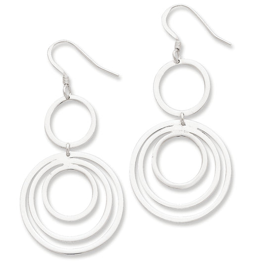 Sterling Silver Polished Circle Fancy Dangle Earrings