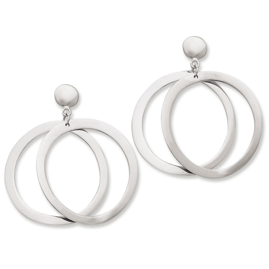 Sterling Silver Polished Circles Dangle Post Earrings