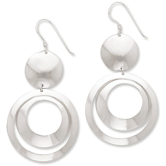 Sterling Silver Polished Fancy Circle Dangle Earrings