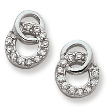 Sterling Silver CZ Circle Polished Post Earrings