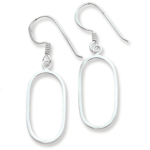 Sterling Silver Polished Oval Dangle Earrings