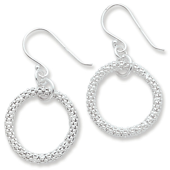 Sterling Silver Textured Circle Dangle Earrings