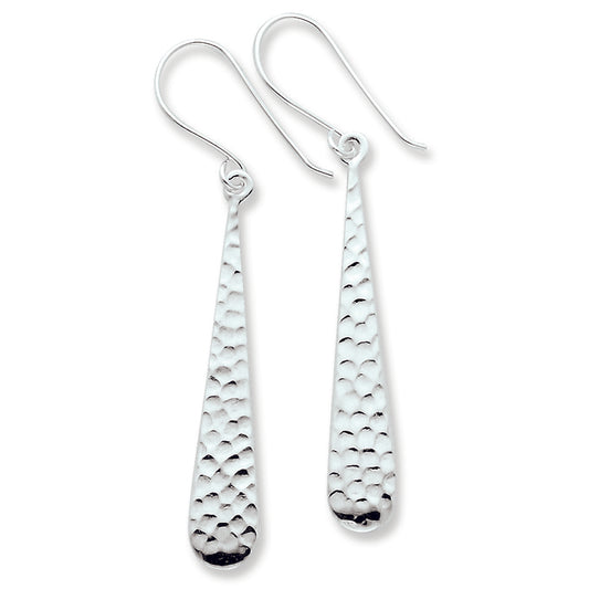 Sterling Silver Hammered Teardrop Dangle Earrings