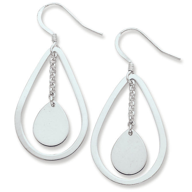 Sterling Silver Polished Fancy Teardrop Earrings