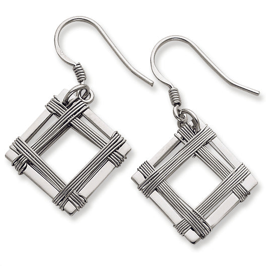 Sterling Silver Square Dangle Earrings