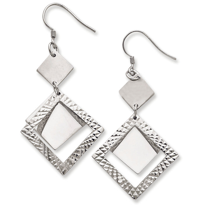 Sterling Silver D-C Square Dangle Earrings