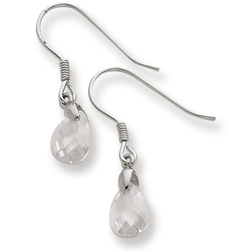 Sterling Silver Crystal Dangle Wire Earrings