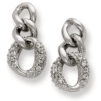 Sterling Silver and CZ Interlocking Twisted O Post Dangle Earrings