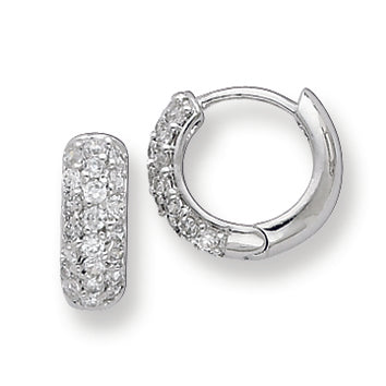 Sterling Silver CZ Hinged Hoop Earrings