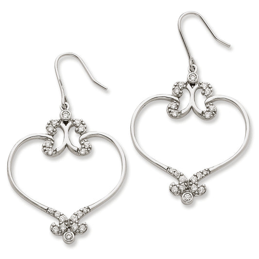 Sterling Silver Fancy Hearts CZ Dangle Earrings