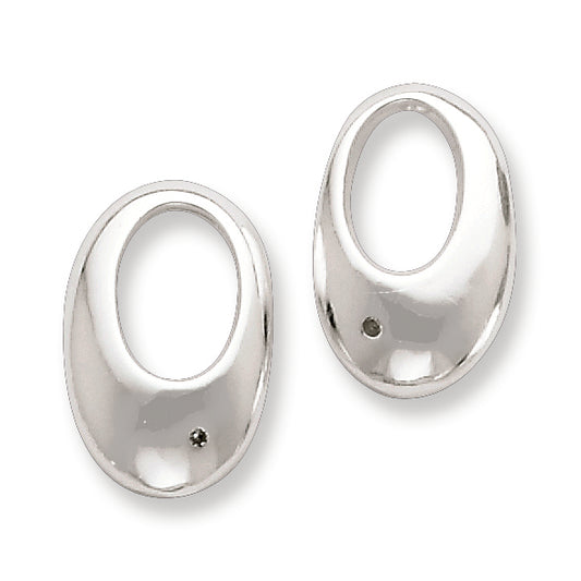 Sterling Silver Diamond accent Oval Post Earrings