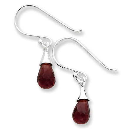 Sterling Silver Garnet Dangle Earrings