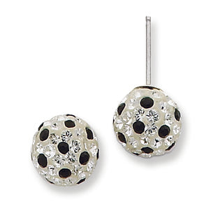 Sterling Silver Black & White Sworovski Crystals Post Earrings