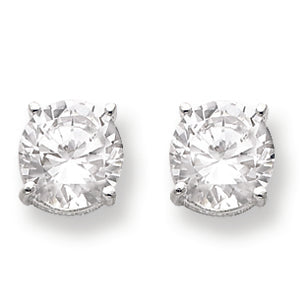 Sterling Silver 9mm Round Basket Set CZ Stud Earrings