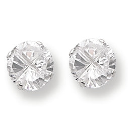 Sterling Silver 8mm Round 4 Prong CZ Stud Earrings