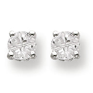Sterling Silver 5mm Round Basket Set CZ Stud Earrings