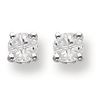 Sterling Silver 5mm Round Basket Set CZ Stud Earrings