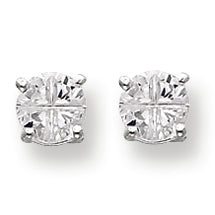 Sterling Silver 6mm Round Basket Set CZ Stud Earrings