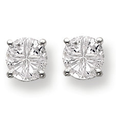 Sterling Silver 7mm Round Basket Set CZ Stud Earrings