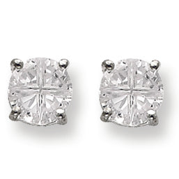 Sterling Silver 8mm Round Basket Set CZ Stud Earrings