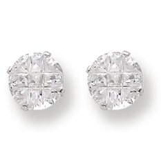 Sterling Silver 7mm Round 4 Prong CZ Stud Earrings