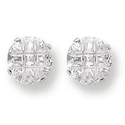 Sterling Silver 8mm Round 4 Prong CZ Stud Earrings