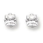 Sterling Silver 3mm Square CZ 4 Prong Stud Earrings