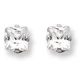 Sterling Silver 4mm Square CZ 4 Prong Stud Earrings