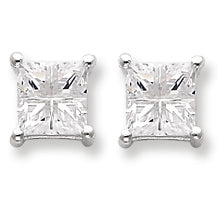 Sterling Silver 6mm Square CZ Basket Set Stud Earrings