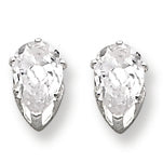 Sterling Silver 6x4 Pear CZ Stud Earrings