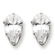 Sterling Silver 8x5 Pear CZ Stud Earrings