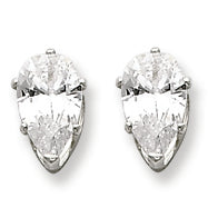 Sterling Silver 8x5 Pear CZ Stud Earrings