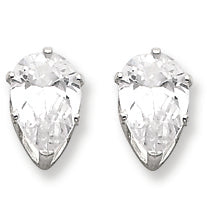 Sterling Silver 9x6 Pear CZ Stud Earrings