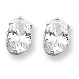 Sterling Silver 6x4 Oval CZ Stud Earrings