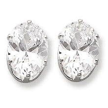 Sterling Silver 9x7 Oval CZ Stud Earrings