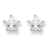 Sterling Silver 4mm Star CZ Stud Earrings