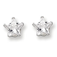 Sterling Silver 5mm Star CZ Stud Earrings