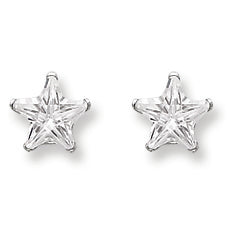 Sterling Silver 6mm Star CZ Stud Earrings