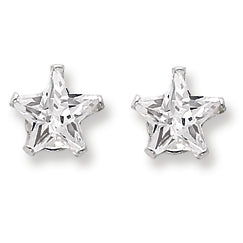 Sterling Silver 7mm Star CZ Stud Earrings