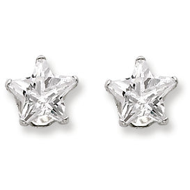 Sterling Silver 8mm Star CZ Stud Earrings