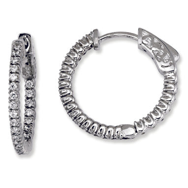 Sterling Silver CZ Round Hoop Earrings