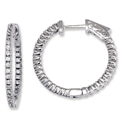 Sterling Silver CZ Round Hoop Earrings