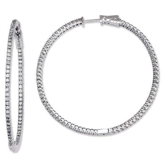 Sterling Silver CZ Round Hoop Earrings