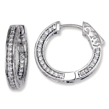 Sterling Silver CZ Round Hoop Earrings