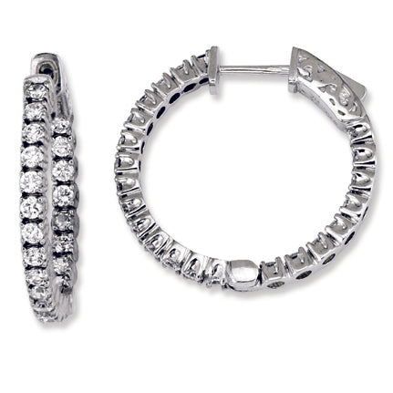 Sterling Silver CZ Round Hoop Earrings