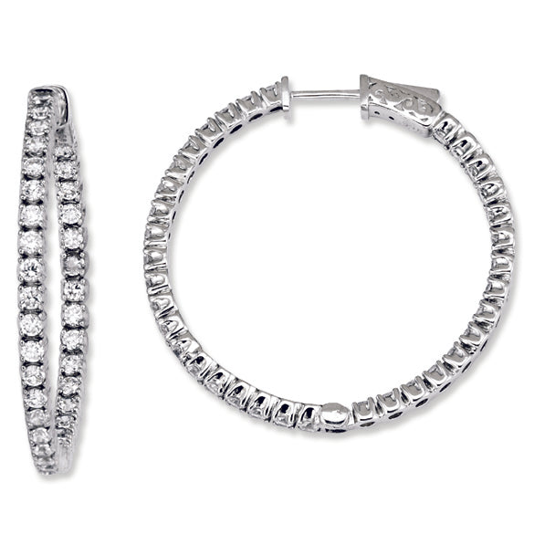 Sterling Silver CZ Round Hoop Earrings