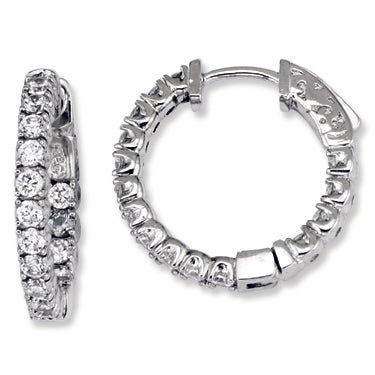 Sterling Silver CZ Round Hoop Earrings