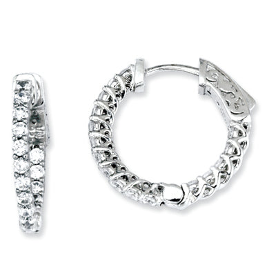 Sterling Silver CZ Round Hoop Earrings