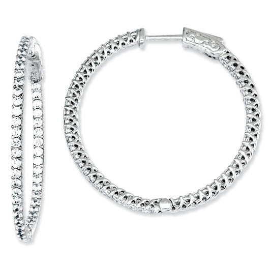 Sterling Silver CZ Round Hoop Earrings